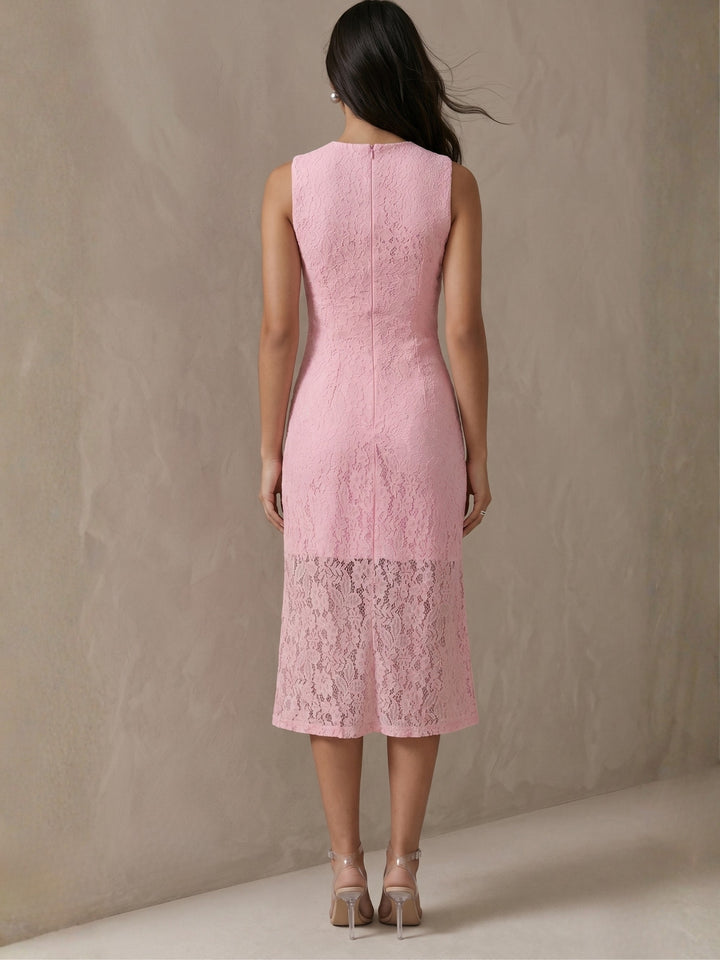 Pink Lace Bodycon Dress