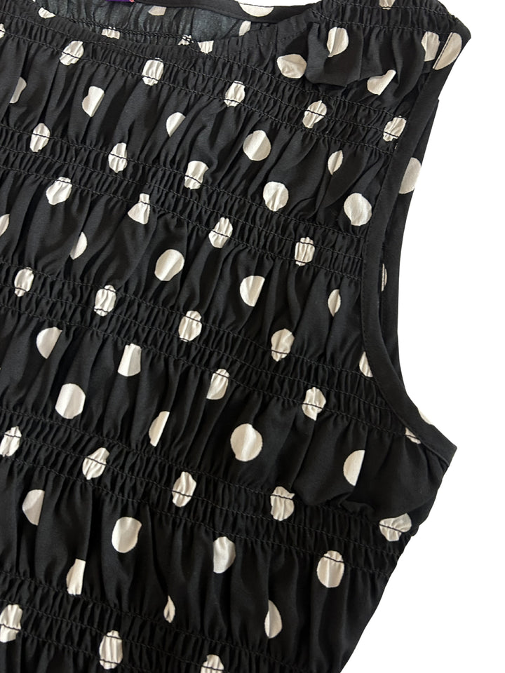 Black Ruffled Polka Dot Top