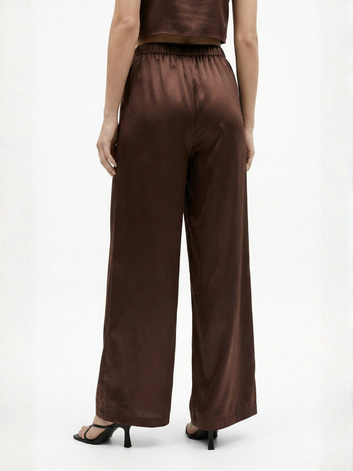 Brown Low Waist Wide Leg Trousers