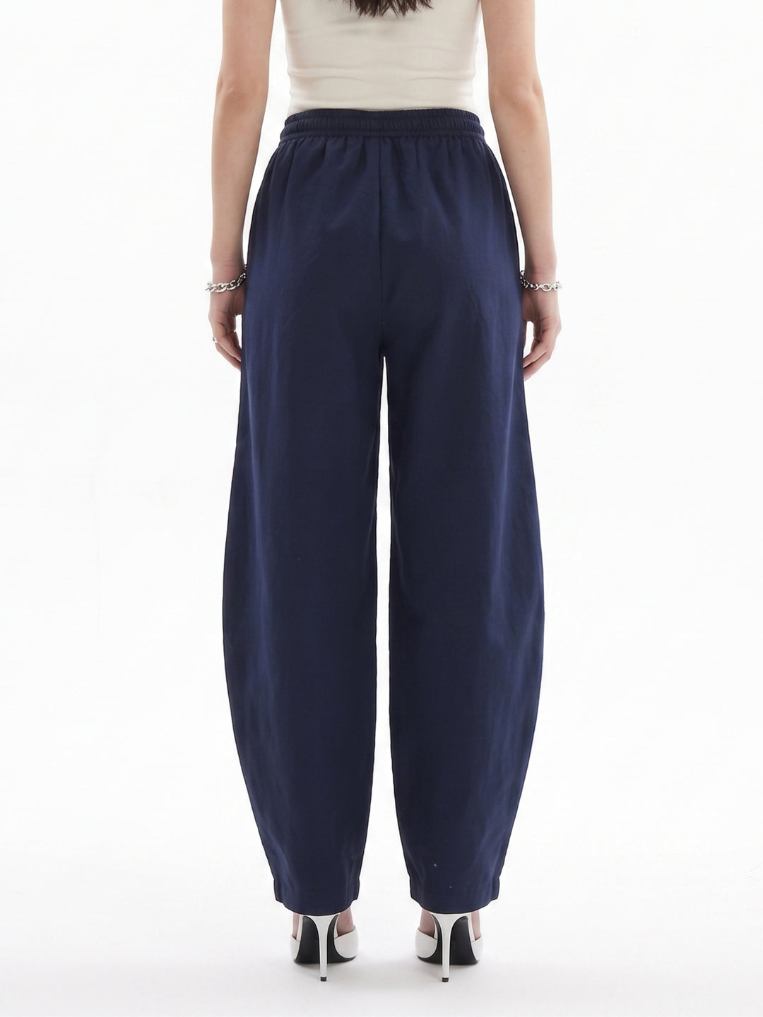 Blue Barrel Fit Utility High Waist Trouser