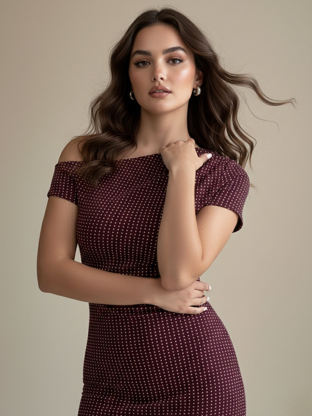 Maroon One Shoulder Fitted Dress
