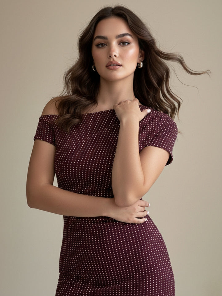 Maroon One Shoulder Fitted Dress