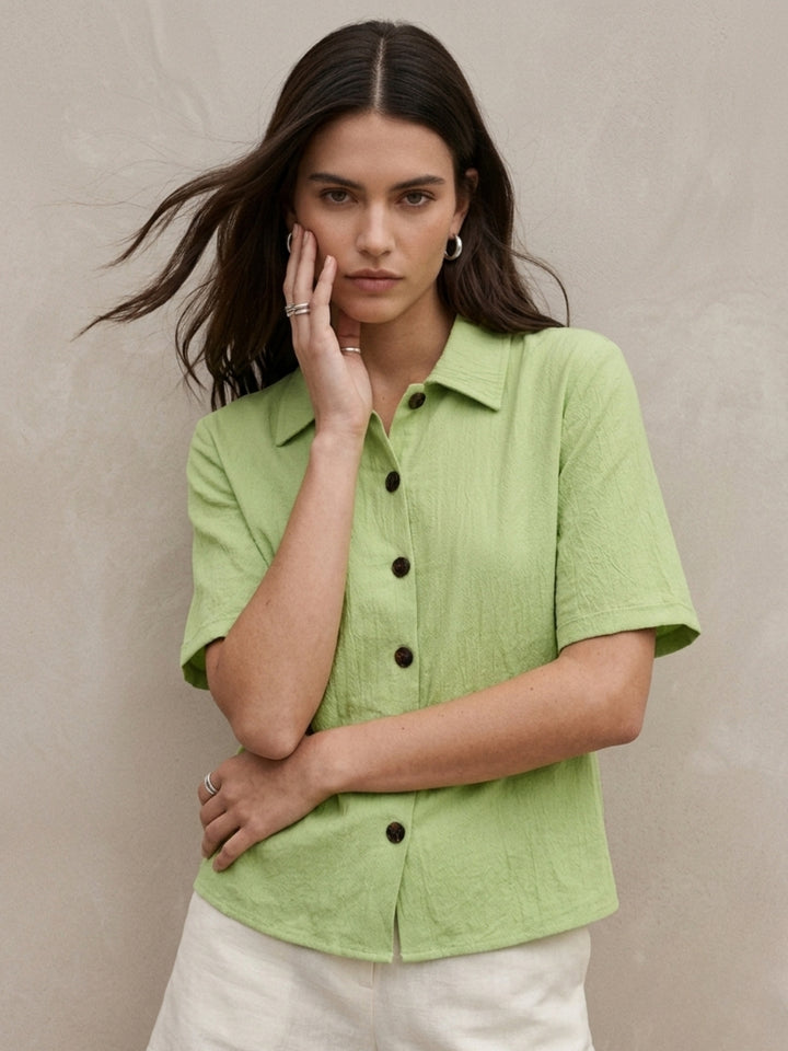 Green Front Buttoned Shirt