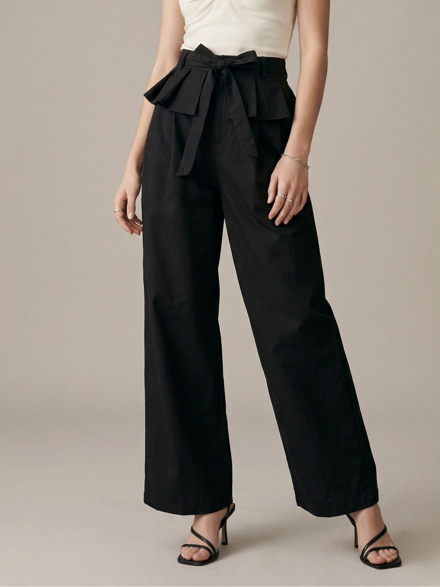 Black High Waist Trouser With Skirt Detail