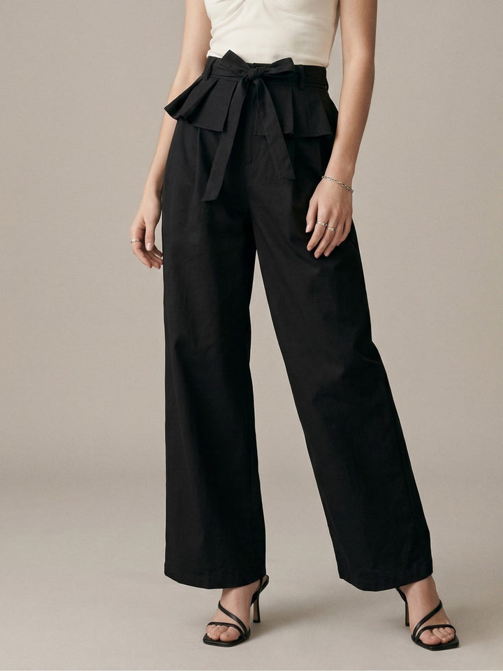 Black High Waist Trouser With Skirt Detail