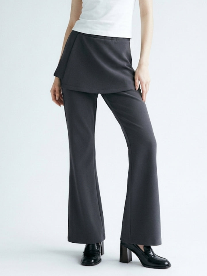 Grey Dual Styled Skirt And Flared Sweatpants