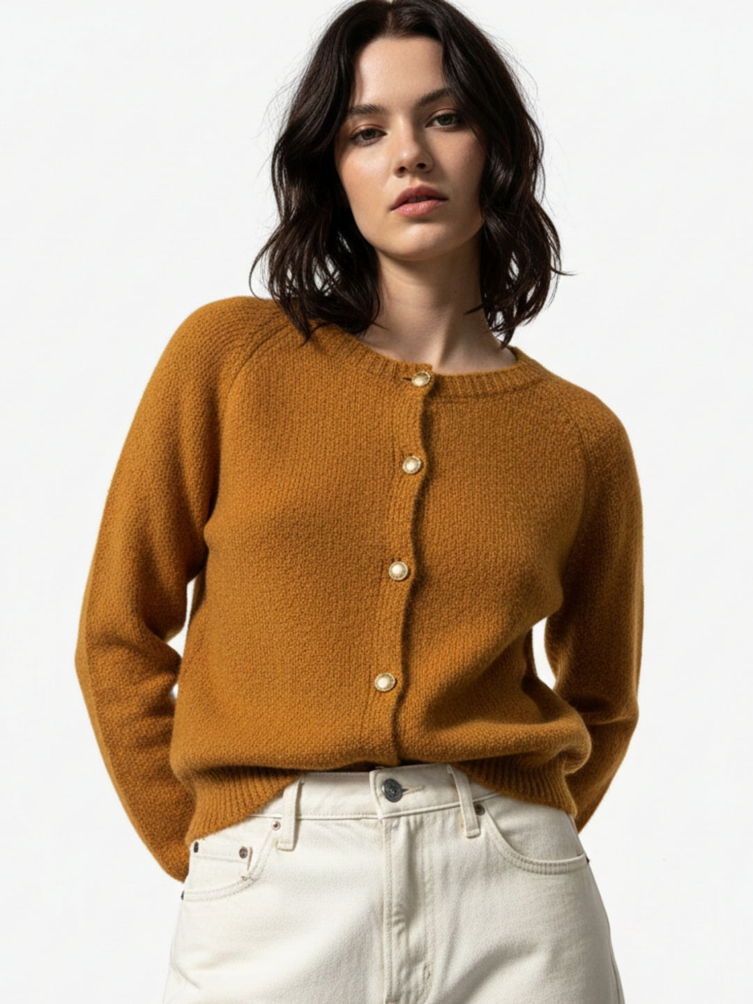 Yellow Full Sleeve Front Buttoned Cardigan