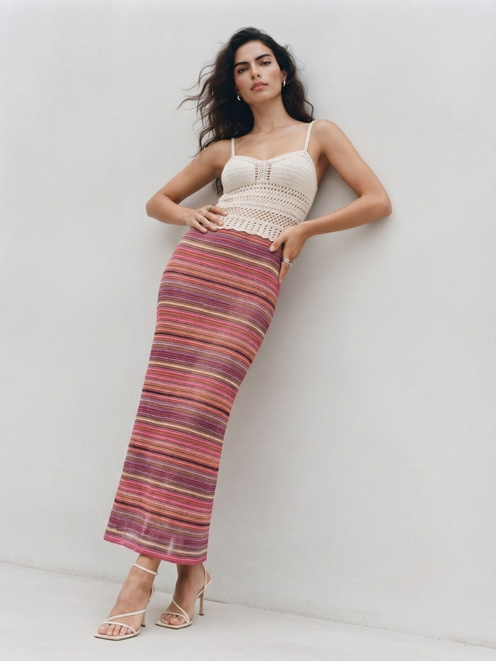 Multi Striped Crochet Skirt