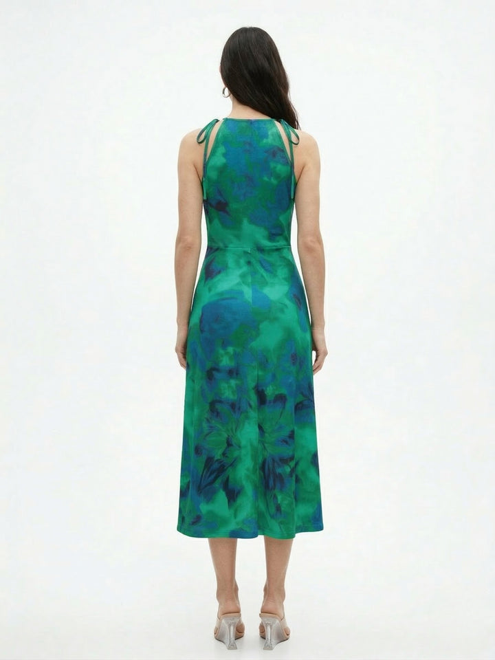 Green Halter Neck Key Hole Bodycon Dress