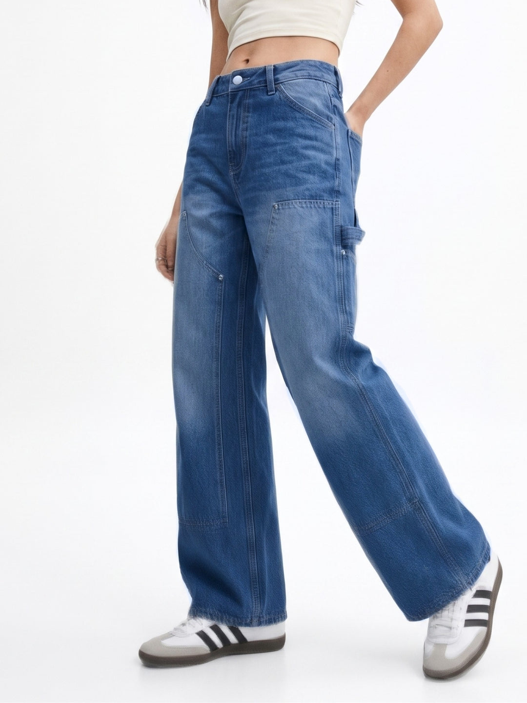 Blue High Waist Wide Leg Jeans
