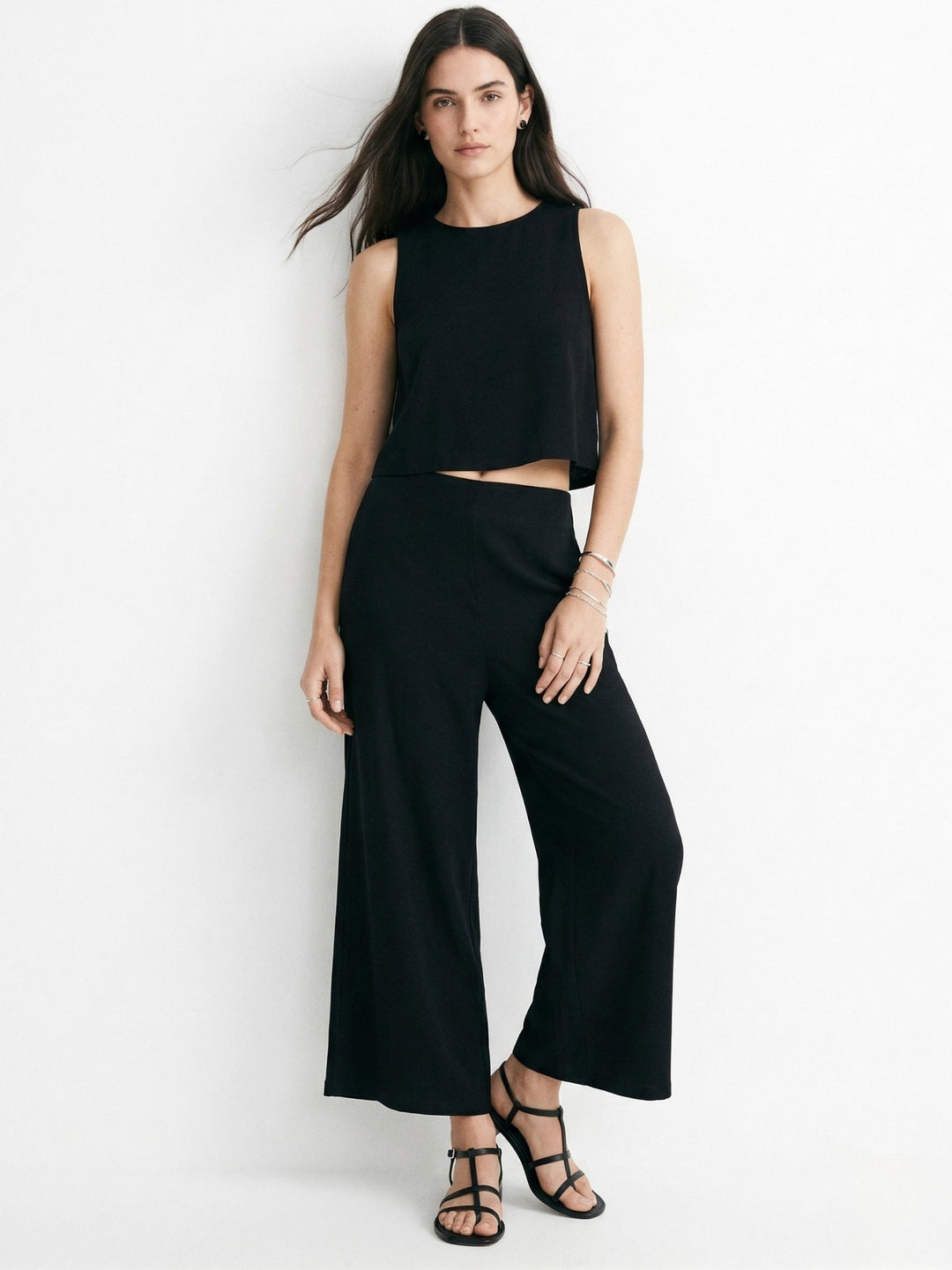Black Back Button Down Top With Pant Co-Ord Set