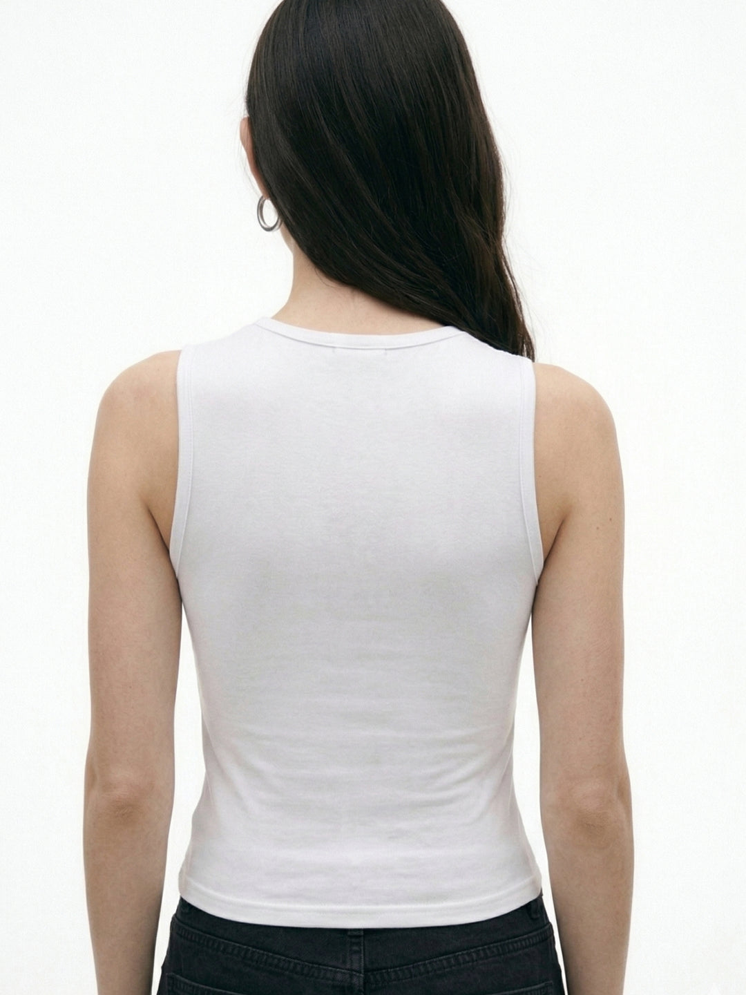 Off White Sleeveless Heart Cut-Out Top