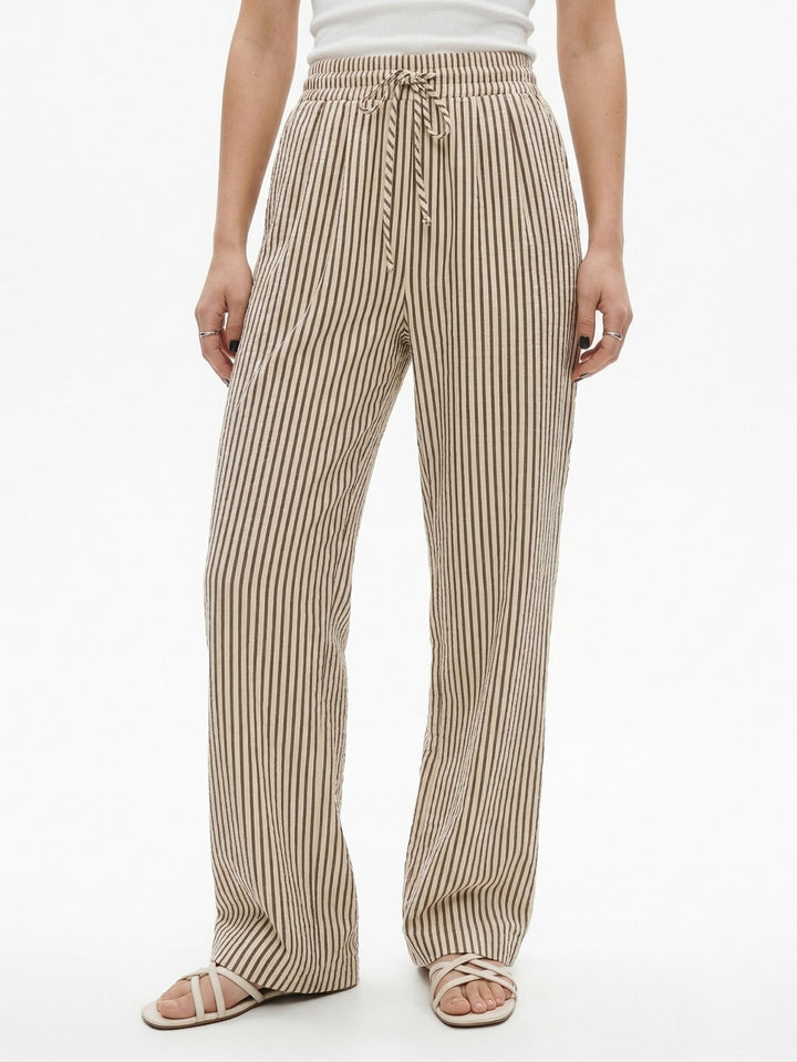 Brown High Waist Striped Pants