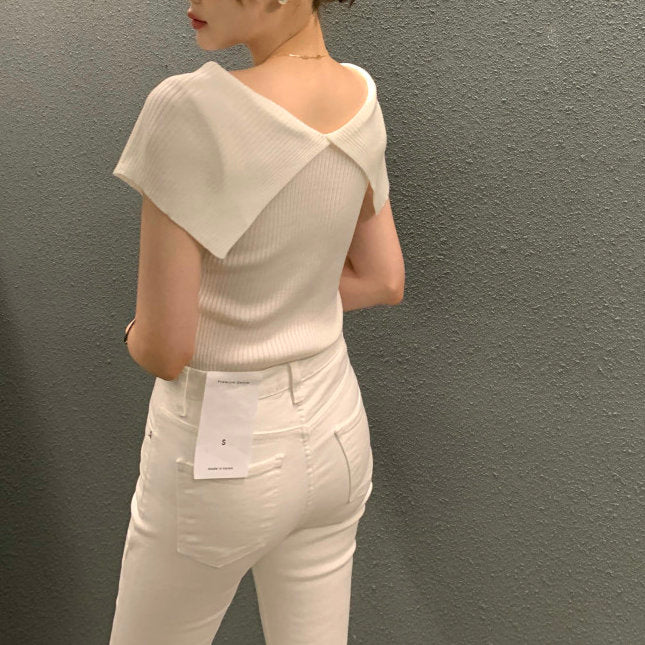White Flat Knit Top