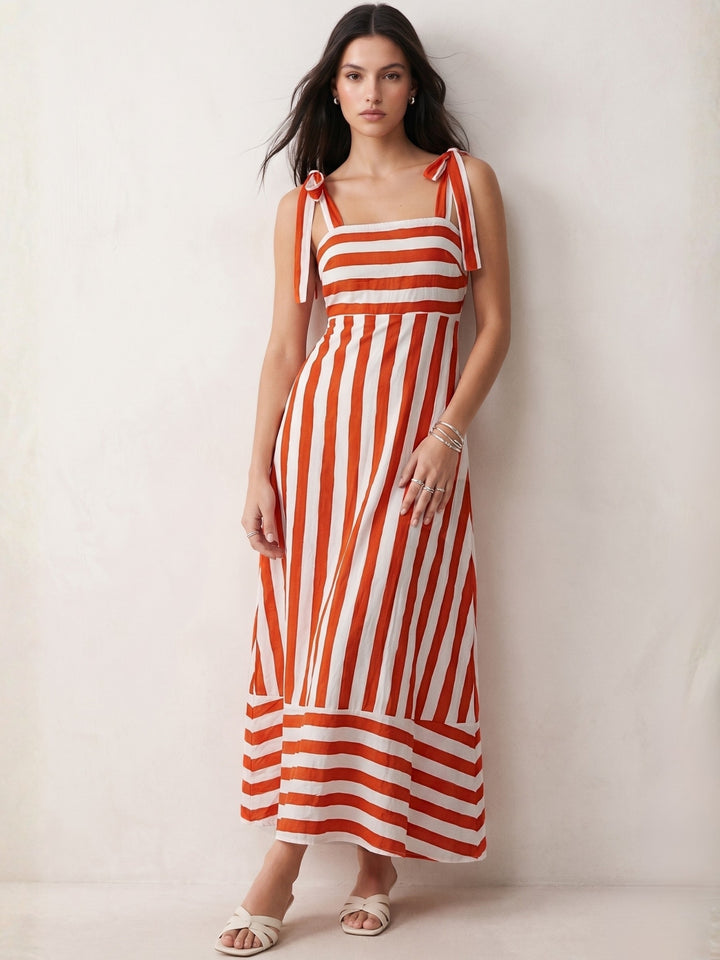 Orange Striped Maxi Dress