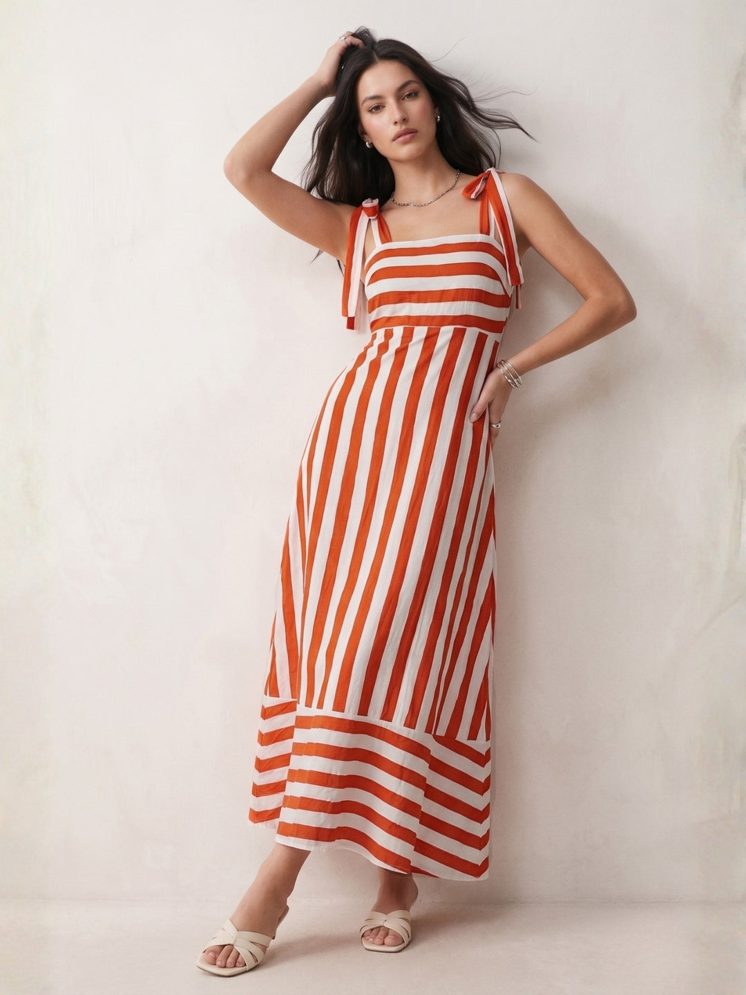 Orange Striped Maxi Dress