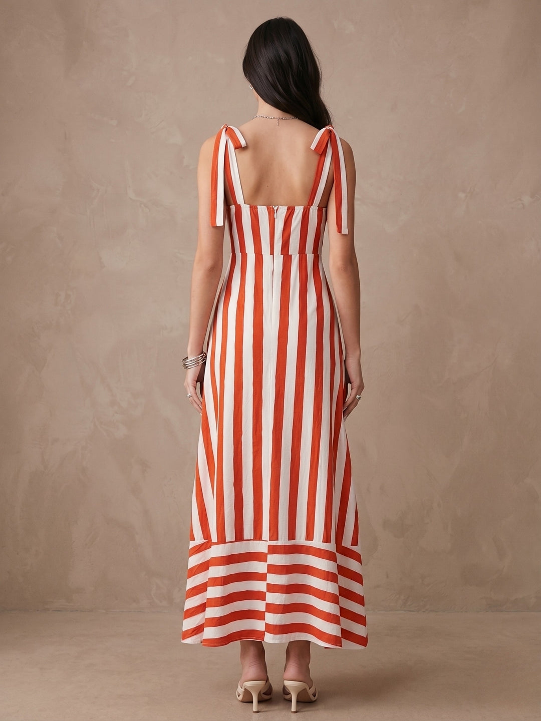 Orange Striped Maxi Dress