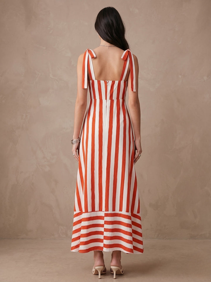 Orange Striped Maxi Dress