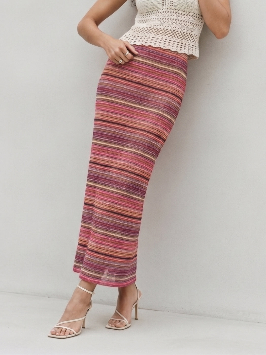 Multi Striped Crochet Skirt