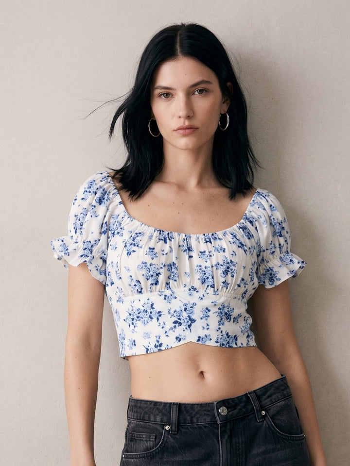 Multi Printed Wrap Hem Blouse
