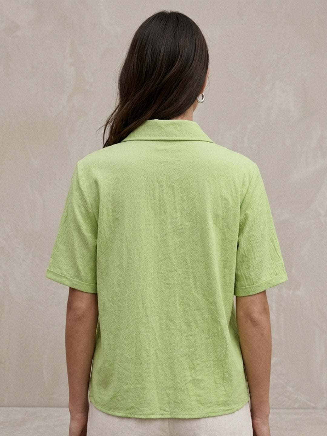 Green Front Buttoned Shirt