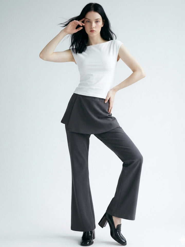 Grey Dual Styled Skirt And Flared Sweatpants