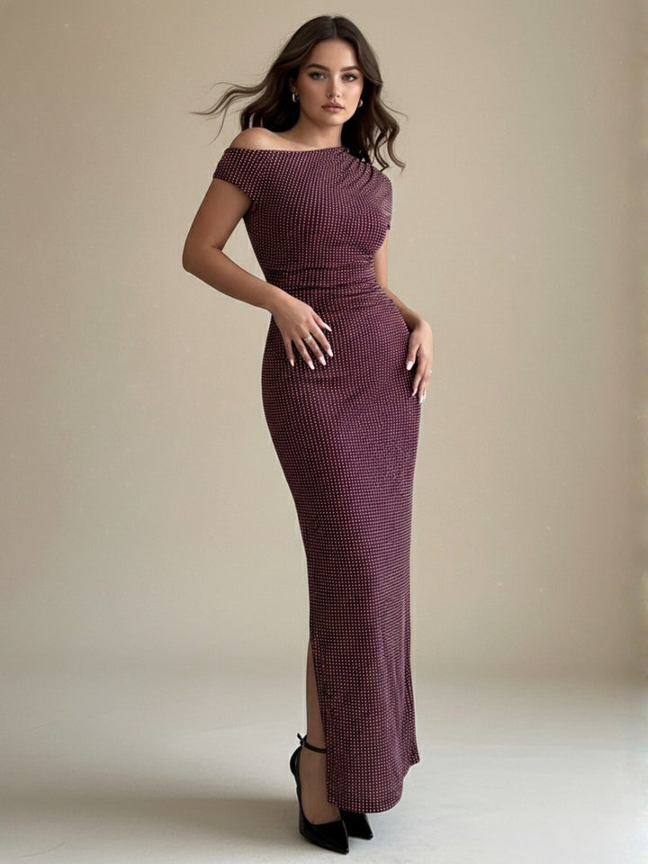Maroon One Shoulder Fitted Dress