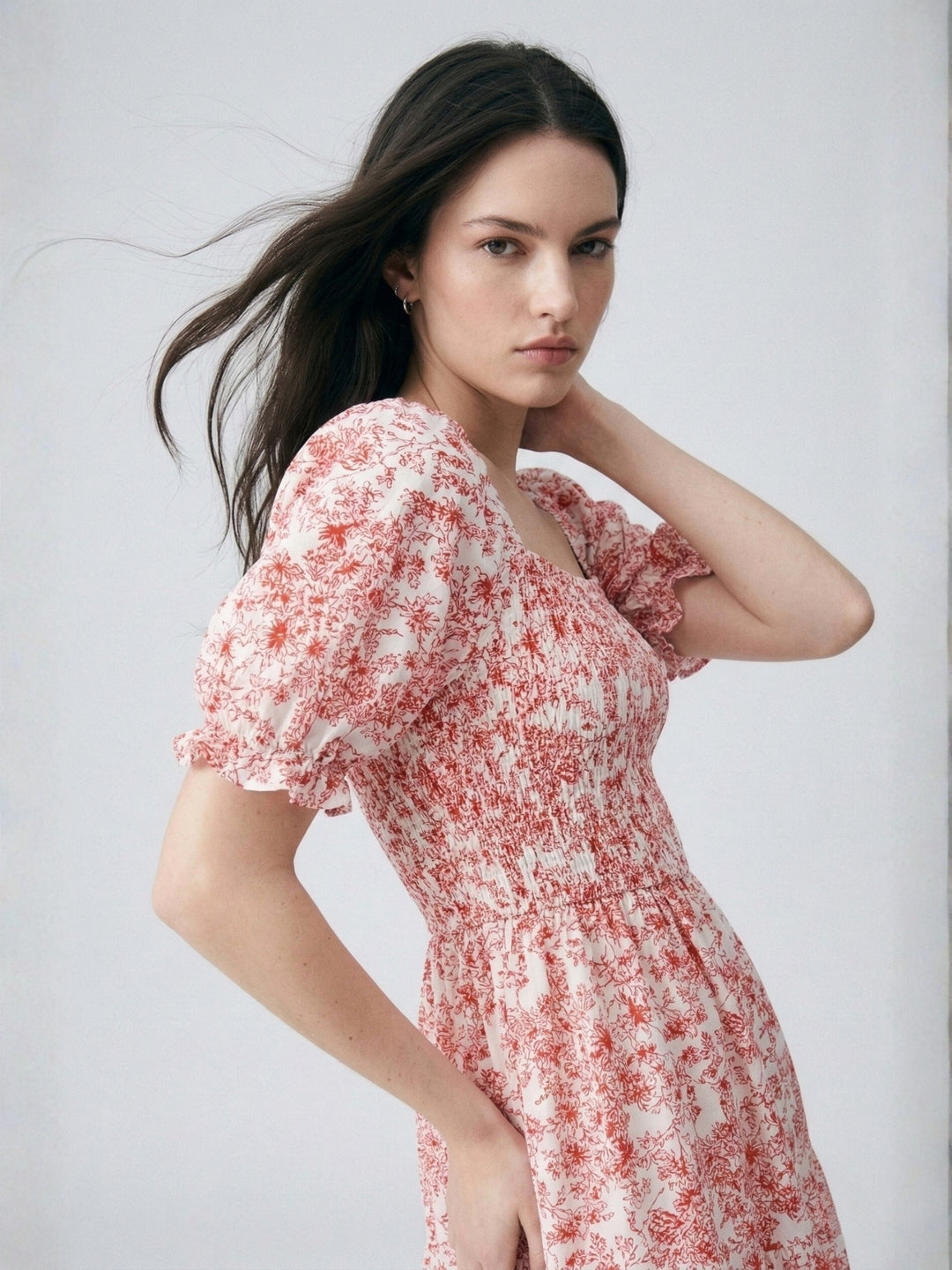 Pink Short Sleeve Square Neck Dress