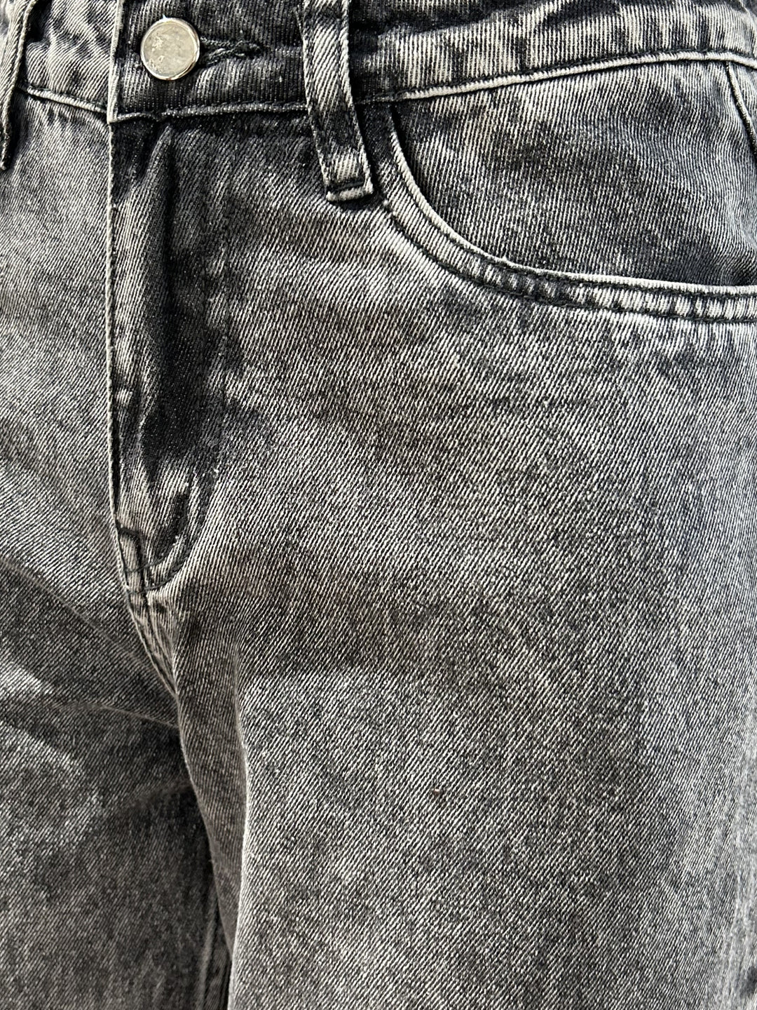Black Acid Wash Wide Leg Denim Jeans