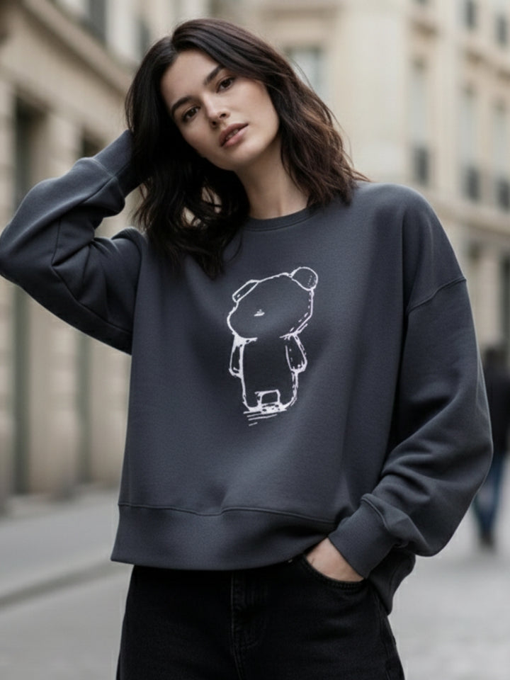 Grey Graphic Oversized Sweatshirt