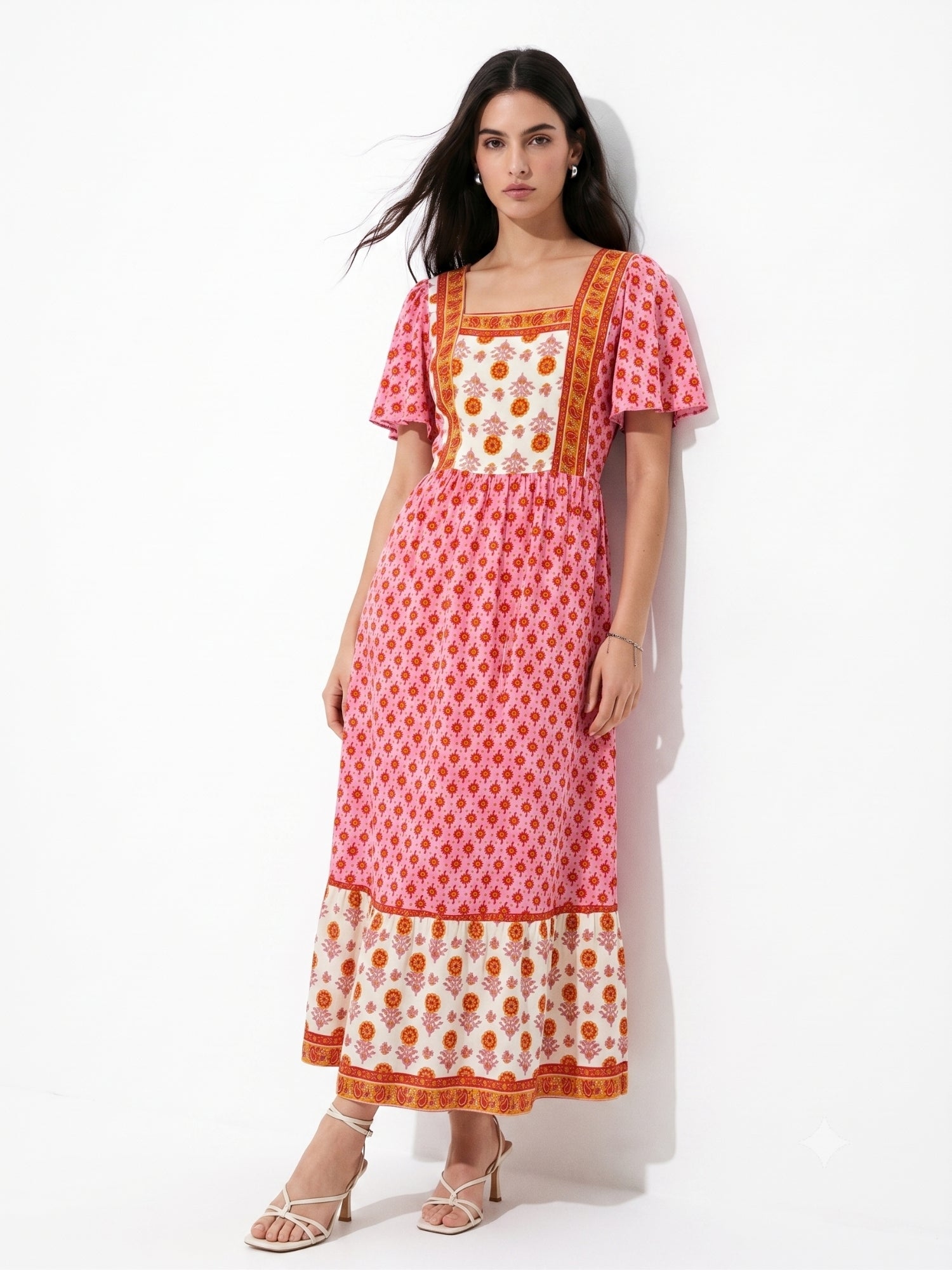 Pink Dual Print Block Dress