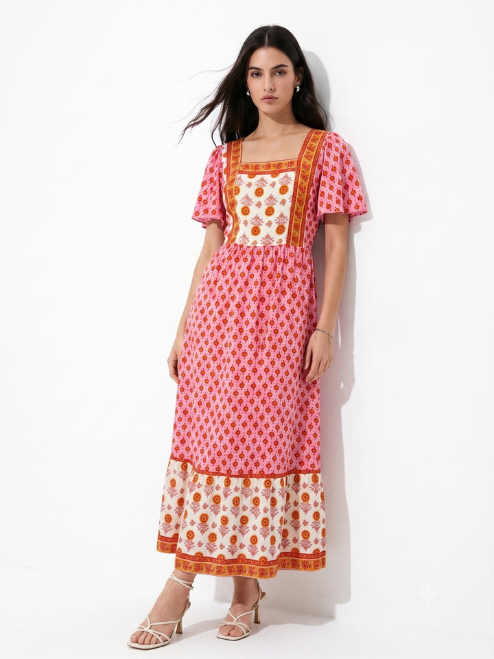 Pink Dual Print Block Dress