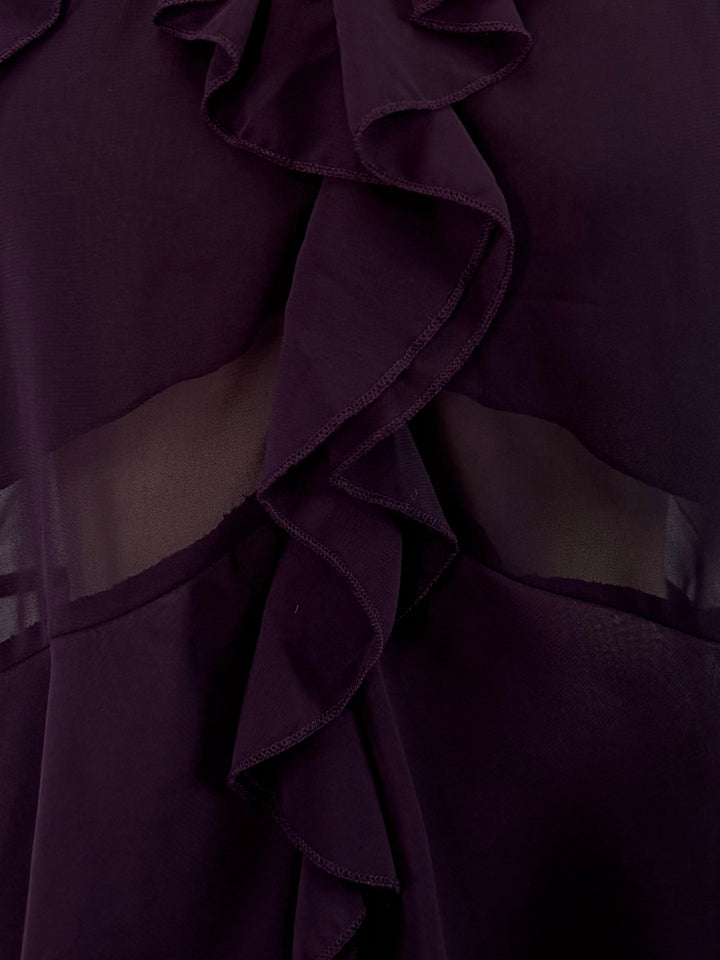 Wine Halter Neck With Ruffles Top