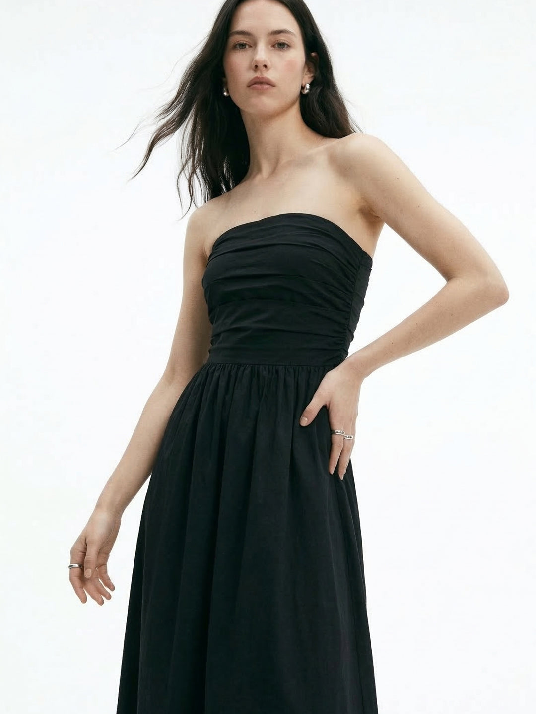 Black Tube Flared Solid Maxi