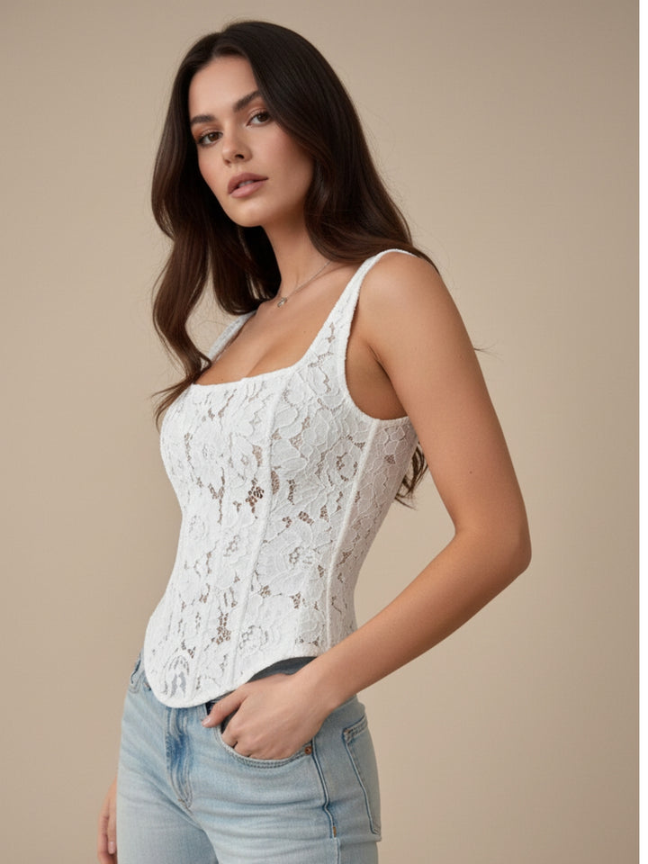 Off-White Square Neck Lace Corset