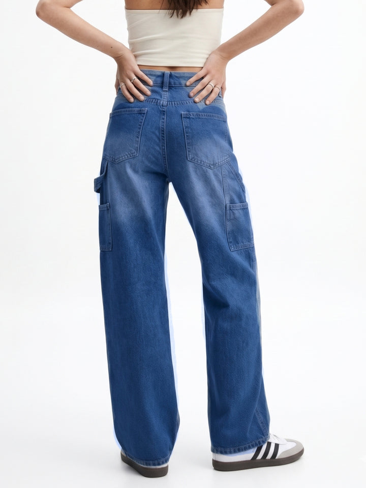 Blue High Waist Wide Leg Jeans