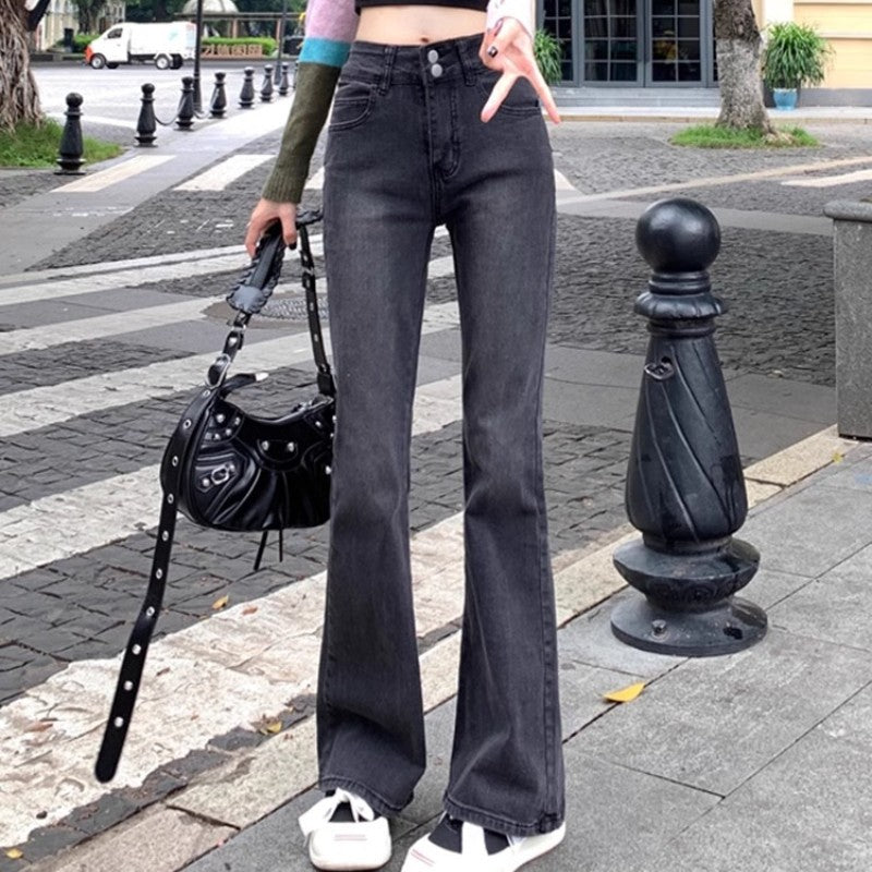 Black Washed Flared Denim
