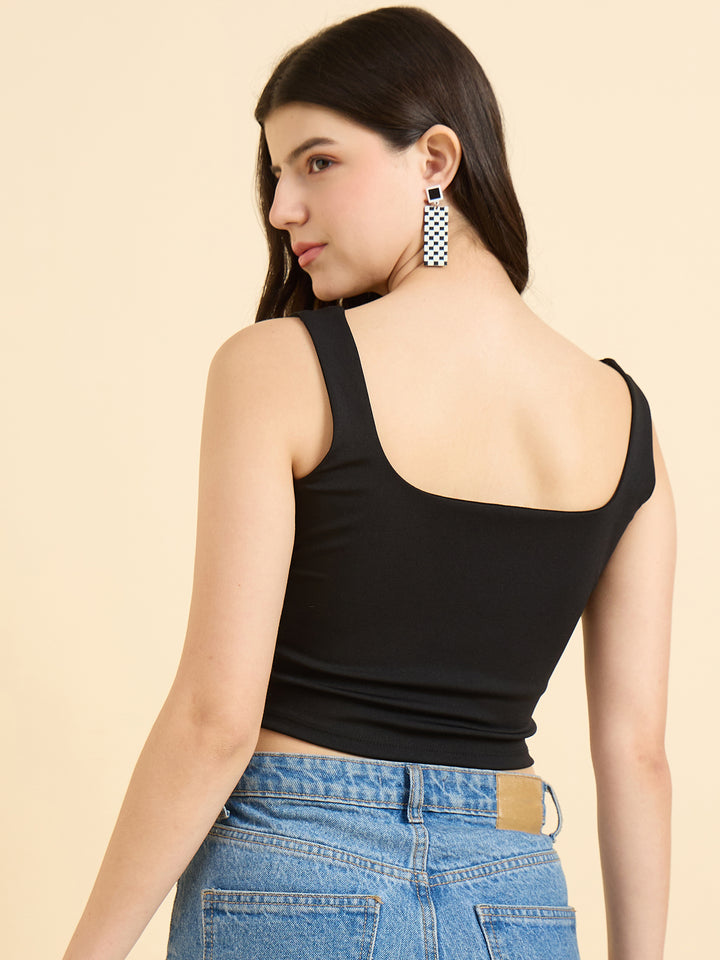 Black Square Neck Tank Top