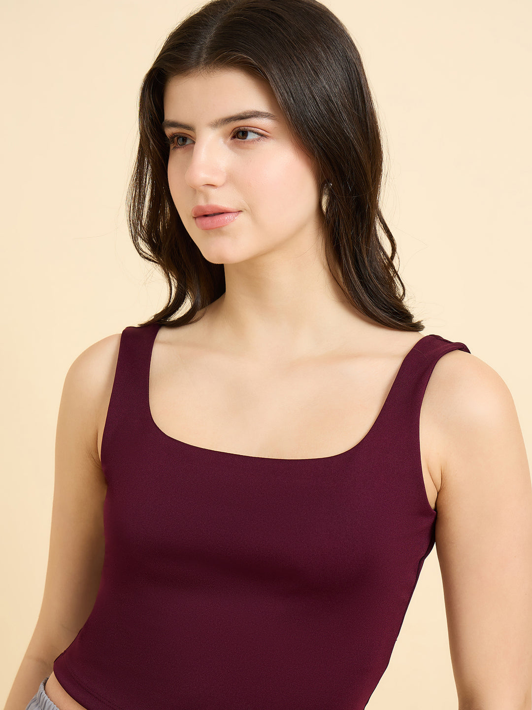 Maroon Square Neck Tank Top