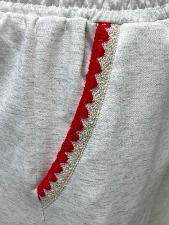 Grey High Waist Embroidered Detail Pant