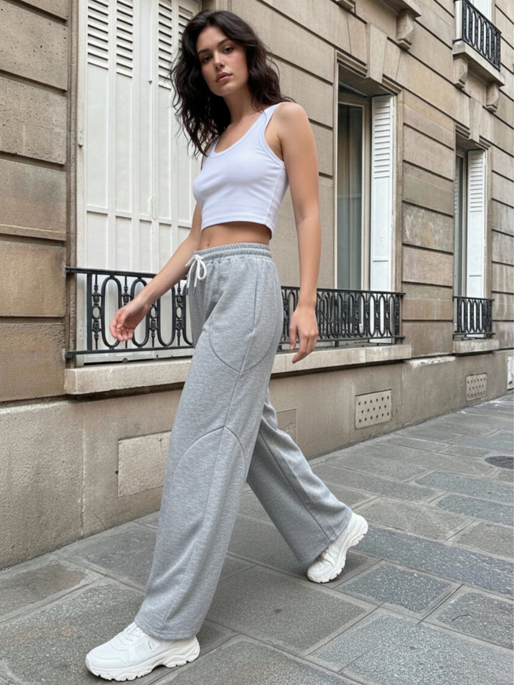 Grey High Waist Wide Leg Pant