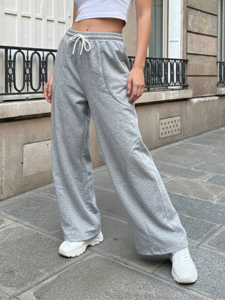 Grey High Waist Wide Leg Pant