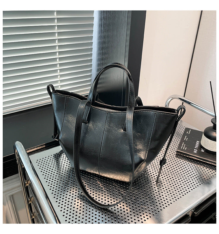 Black Classic Structured Shopper