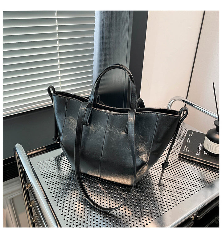 Black Classic Structured Shopper
