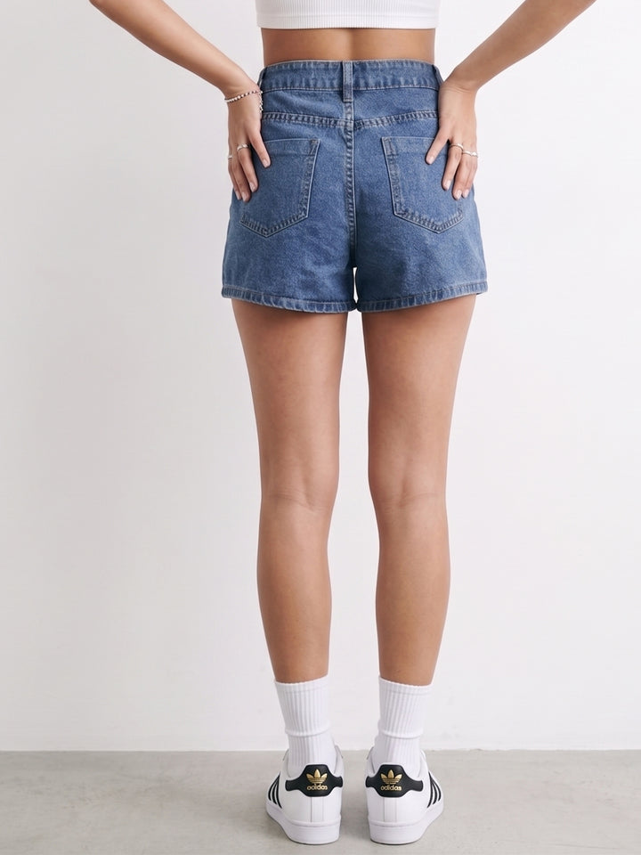 Blue Wrap Buttoned Shorts