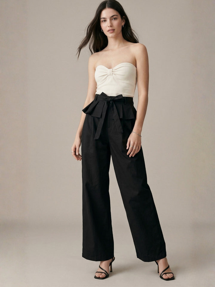 Black High Waist Trouser With Skirt Detail
