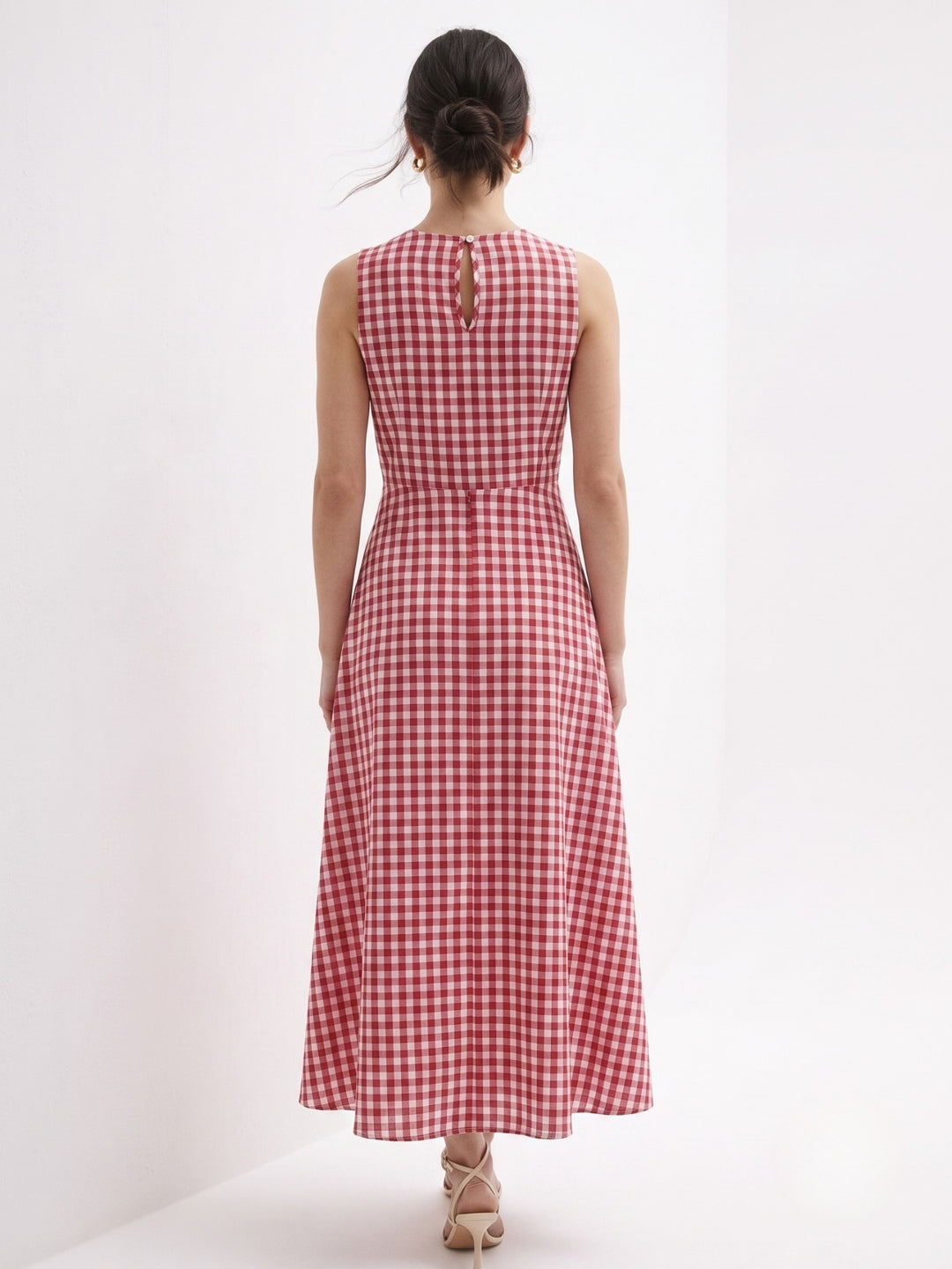Red Waist Bow Flare Dress