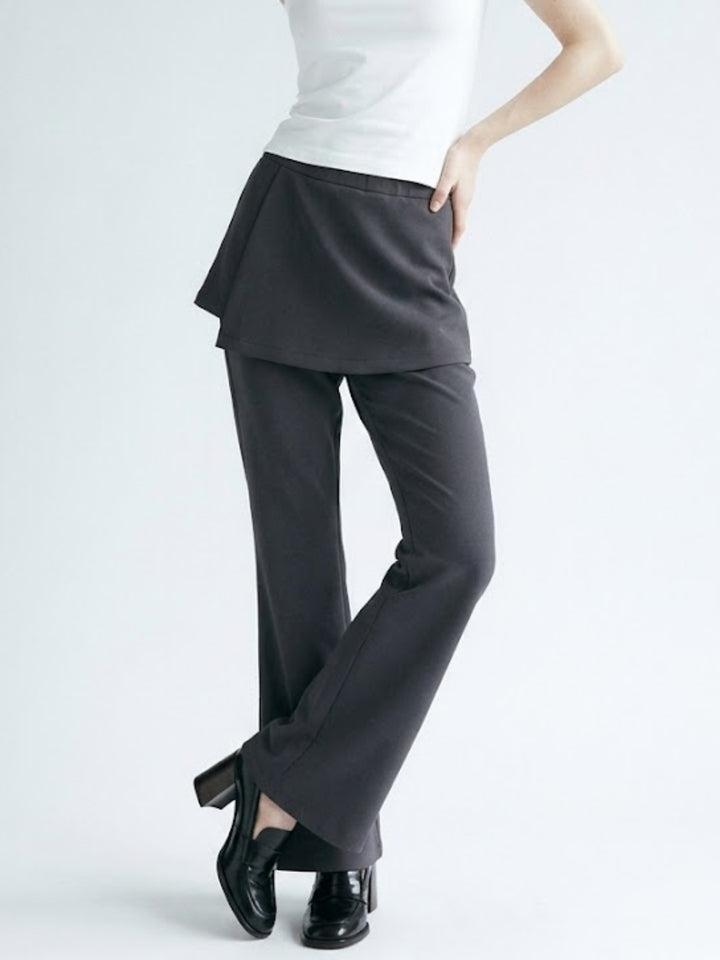 Grey Dual Styled Skirt And Flared Sweatpants