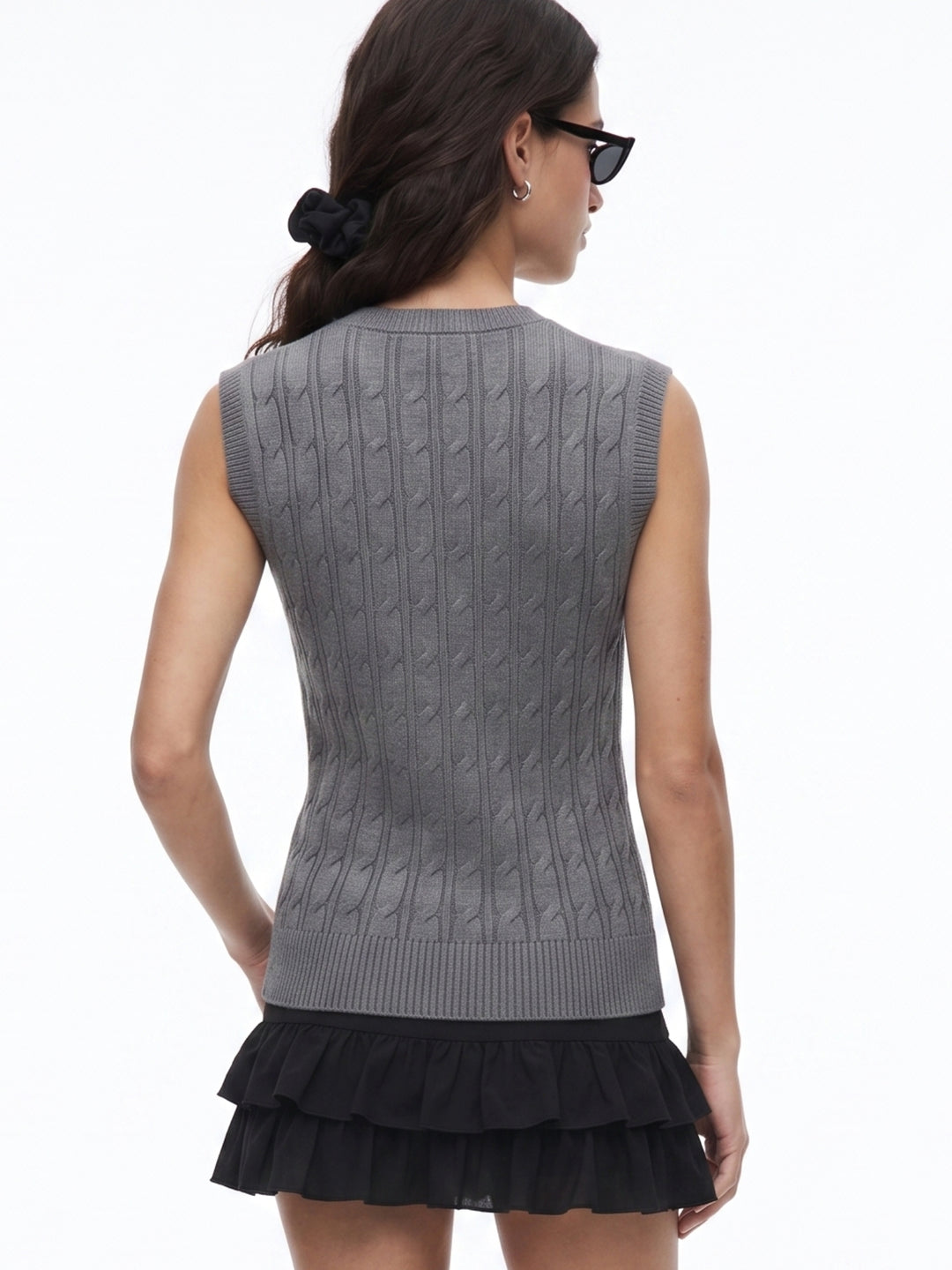 Grey Textured Fitted Top