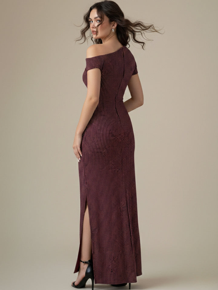Maroon One Shoulder Fitted Dress